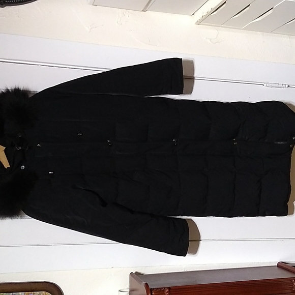 Anne Klein Waterfowl Feather Down Puffer Coat Opt.Fox Fur Trim Hood -LIKE NEW - Picture 9 of 12